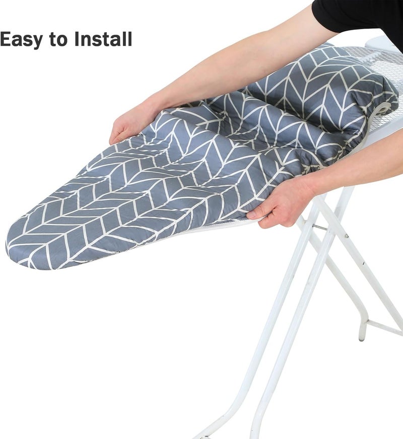 LCLW Ironing Board Cover and Pad Standard Size 15 x 54,3 Pairs of Hook and Loop Fastener Straps,Elastic Edges,Cotton Iron Board Cover with Scorch Resistant Thick Padding (Pattern H) - Image 5